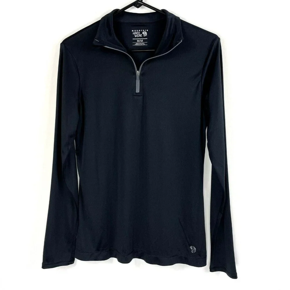 Mountain Hardwear Womens 1/4 Zip Shirt Size Medium Black Wicked Long Sleeve - Picture 1 of 7